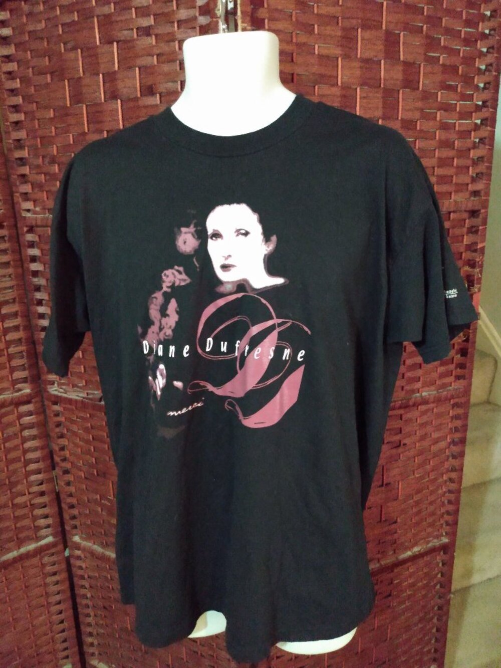 Vintage Y2K Diane Dufresne T Shirt Merci Band Tee XL Quebec